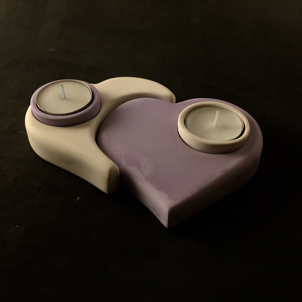 Handmade stone heart candle holders